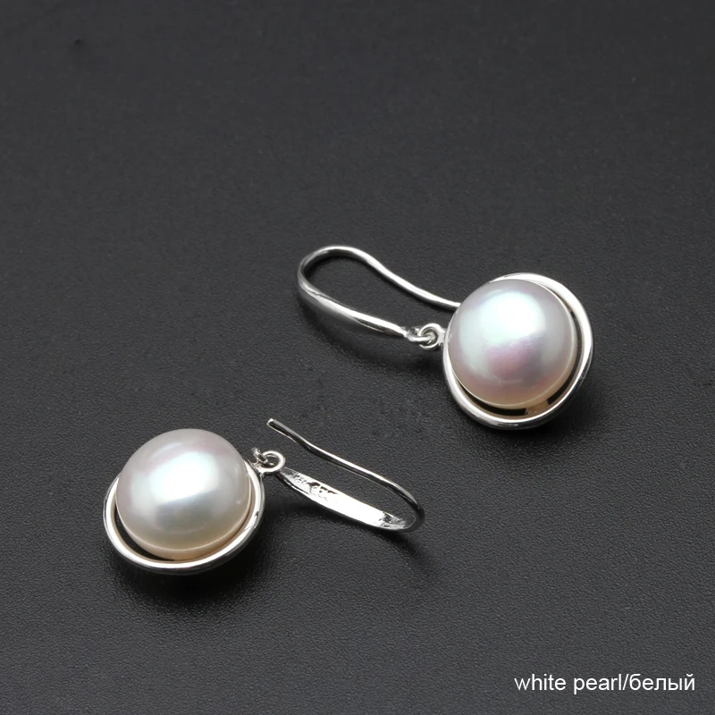 white pearl earring Новая мода белый натуральный пресноводный жемчуг серьги ювелирные изделия для женщин 925 стерлингового серебра ювелирные изделия подарок на свадьбу - Цвет камня: white pearl earring