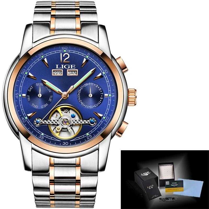 

LIGE Men Watches Top Brand Luxury Automatic Mechanical Watch Men Full Steel Military Waterproof Sport Watch Relogio Masculino