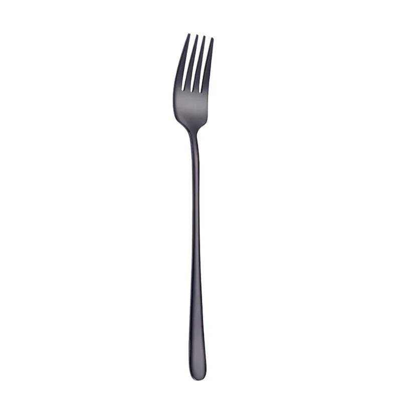 Fork-Black 5 цветов нержавеющая сталь ложки вилки с длинной ручкой мороженое Кофе Чай ложки лапша спагетти-вилка домашняя кухня посуда - Цвет: Fork-Black