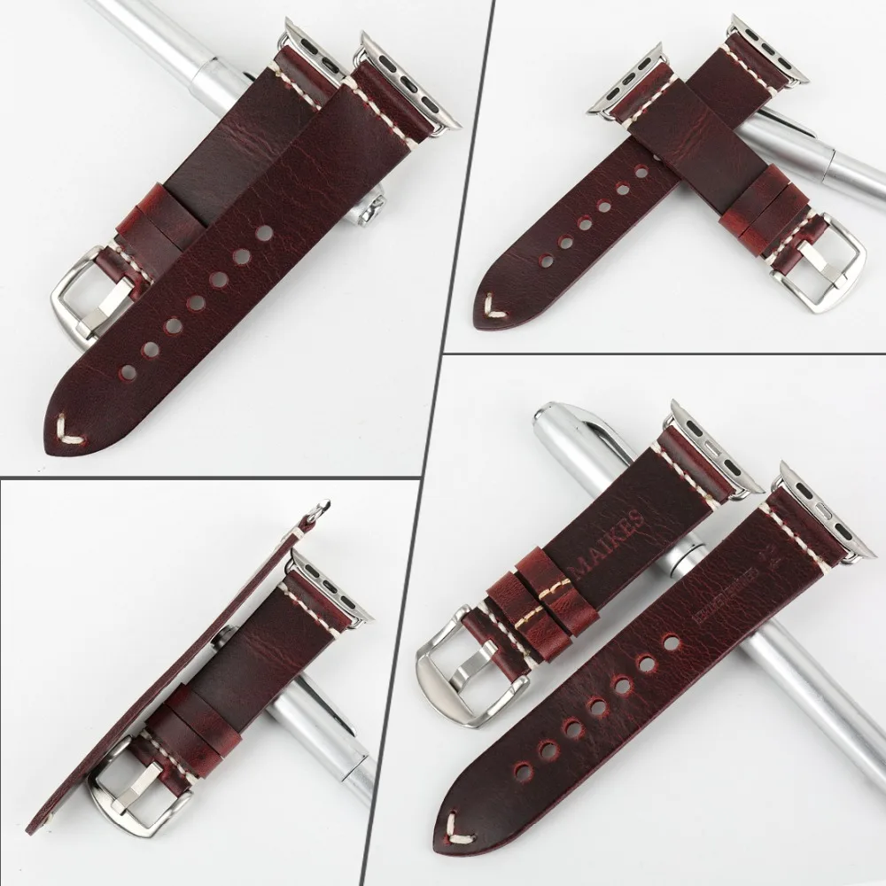 MAIKES Новое поступление из натуральной кожи Винтаж сменные для наручных часов Apple Watch, версии аксессуары 38/42 мм Apple Watch iWatch ремешок для часов