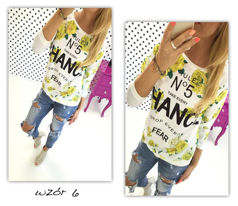 

Autumn Floral Printed Fashion Women Ladies Rose Casual Hoodies Crew Neck 3/4 Sleeve Top Blouse Jumper Pullover