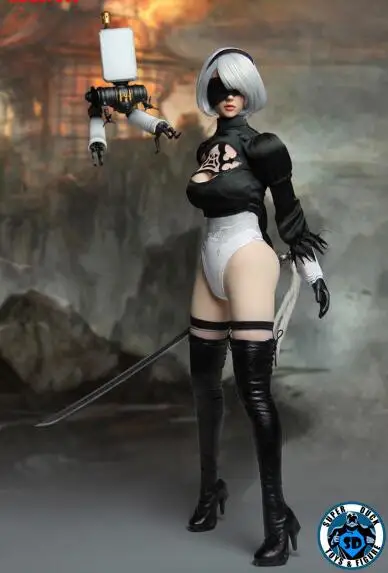 Игра для PS4, косплей, SET015, NIER AUTOMATA jorha, 1/6, женская одежда, костюм, комплект одежды W 2B, голова и тело, фигура для ph тела, бледная - Цвет: SET019A