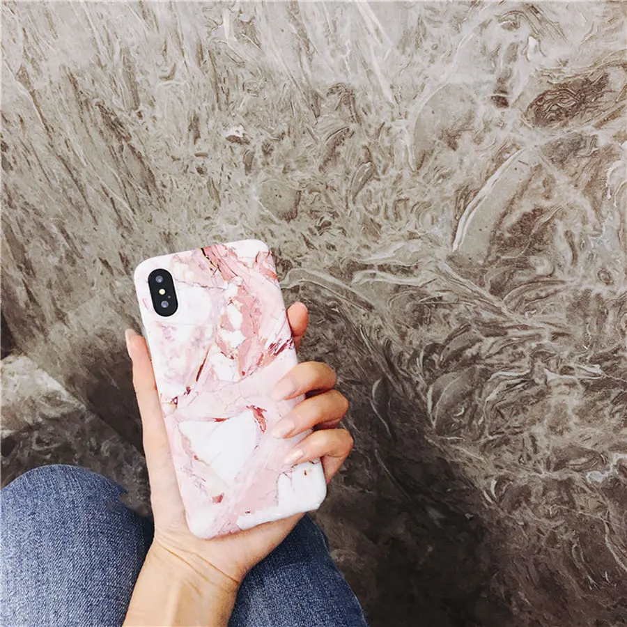 ZMDLDZSW Fashion Marble Cover for iPhone X 10 Fundas Pink Coralline Soft TPU Case 6 6s 7 7plus 8 8plus Girl Boy Nice |