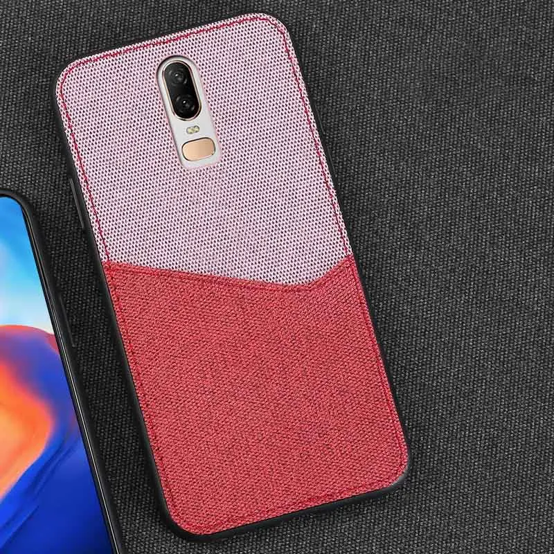 Pink and Red Холст чехол для телефона для Oneplus 5/5 T, 6 T, 7 7T pro задняя крышка стежка конструкция слота для карт чехол для Oneplus 7 pro ткань чехол с магнитным креплением - Цвет: Pink and Red