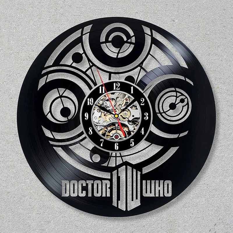 Виниловые настенные часы Doctor Who современный дизайн 3D наклейки кинематографическая тематика винтажные часы из винила художественные настенные домашние декоративные часы