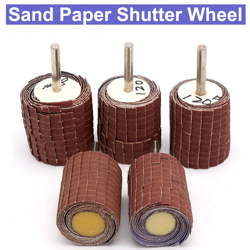 6mm Shank Sand Paper Shutter Wheel 50mm Emery Cloth Polishing Grinding Wood Carving Metal Head 150# 240# 320# | Инструменты
