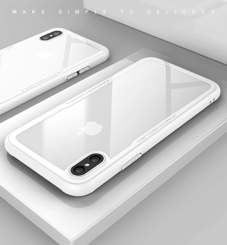 White Чехол из закаленного стекла для iPhone 7, 8, 6, 6s Plus, высокое качество, прозрачный мягкий силиконовый стеклянный чехол для iPhone 11 Pro, X, XR, XS, Max, чехол s - Цвет: White