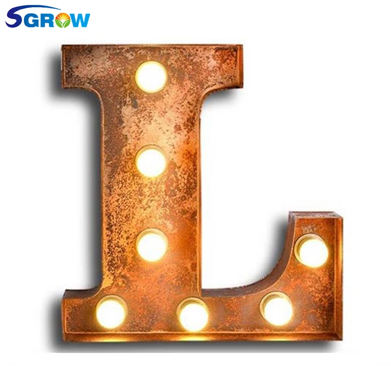 

SGROW Metal Letter L Wall Lamp Light for Bedroom Living Room Art Lampara Industrial Creative Lights Logo L Iron Billboard Lamps