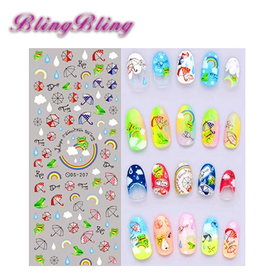 1PCS Kids Nail Sticker Cartoon Art Decoration Rainbow Umbrella Transfer Foil Tip Accessories Tattoo | Красота и здоровье