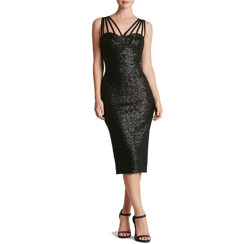 DUOUPA летнее платье Для женщин 2019 новый сексуальный Bodycon рукавов спинки Черный