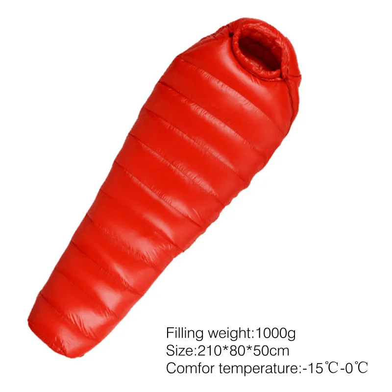 red 1000g Спальный мешок для кемпинга, 600 г, 800 г, 1000 г, Сверхлегкий, сохраняет тепло, для альпинизма, зимнего уличного оборудования - Цвет: red 1000g