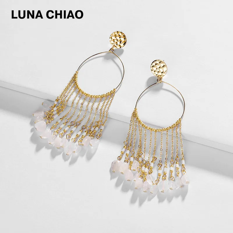 Серьги подвески LUNA CHIAO модные украшения из натурального камня для