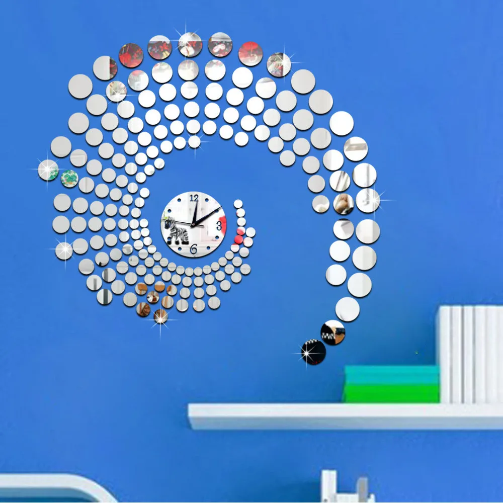 3d круглые зеркальные настенные наклейки, большие декоративные настенные часы для дома, гостиной, Настенные обои, фрески, пластиковые зеркальные наклеивающиеся на стену часы