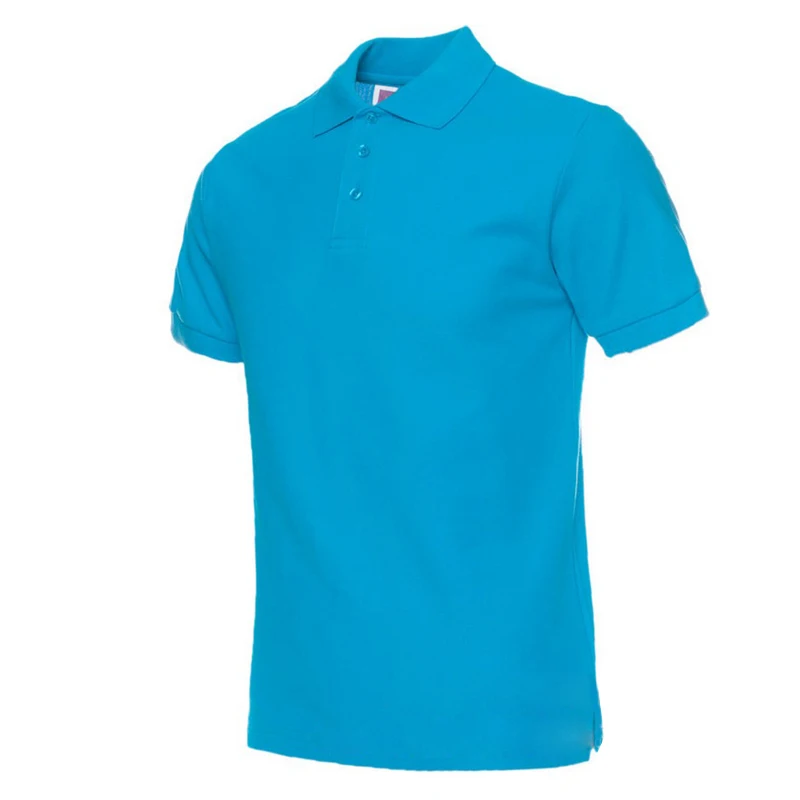 Футболка мужская брендовая однотонная хлопковая рубашка Camisa Masculina мужская повседневная модная футболка с коротким рукавом Hombre - Цвет: Небесно-голубой