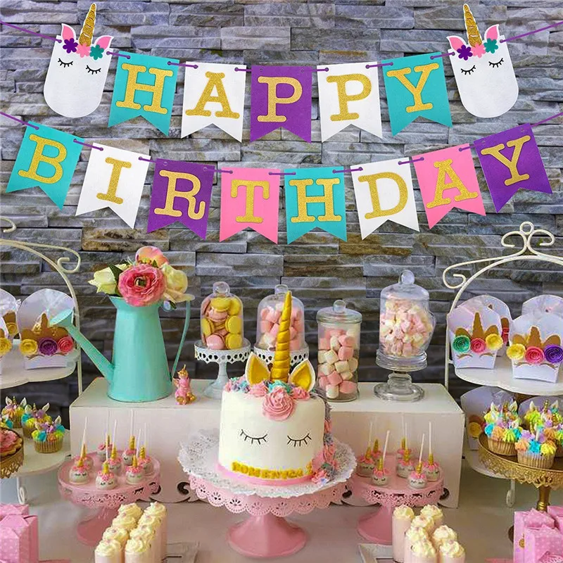 Chicinlife Unicorn Party Paper Napkin Plate Banner Balloon Cake Toppers Baby Shower Kids Wedding Birthday Decor Supplies | Дом и сад