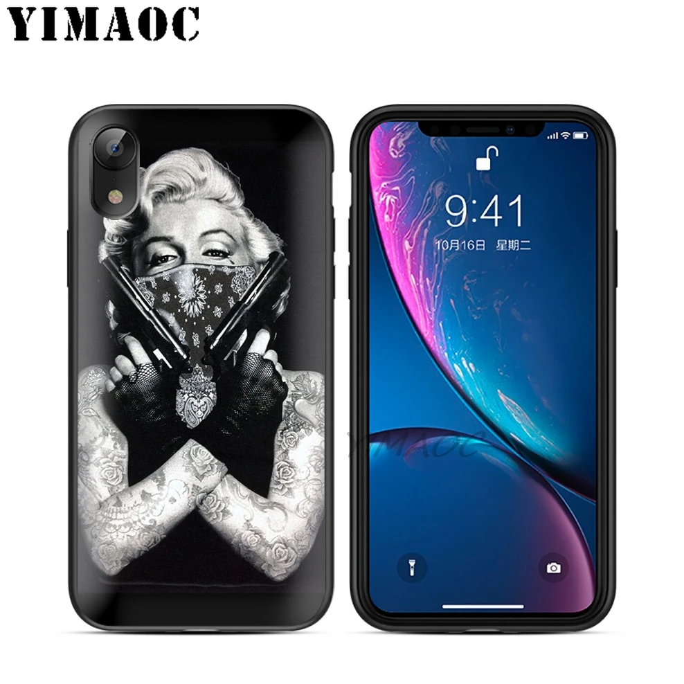 YIMAOC Кот-Гангстер бандана Мягкий ТПУ Черный силиконовый чехол для iPhone X или 10 8 7 6S