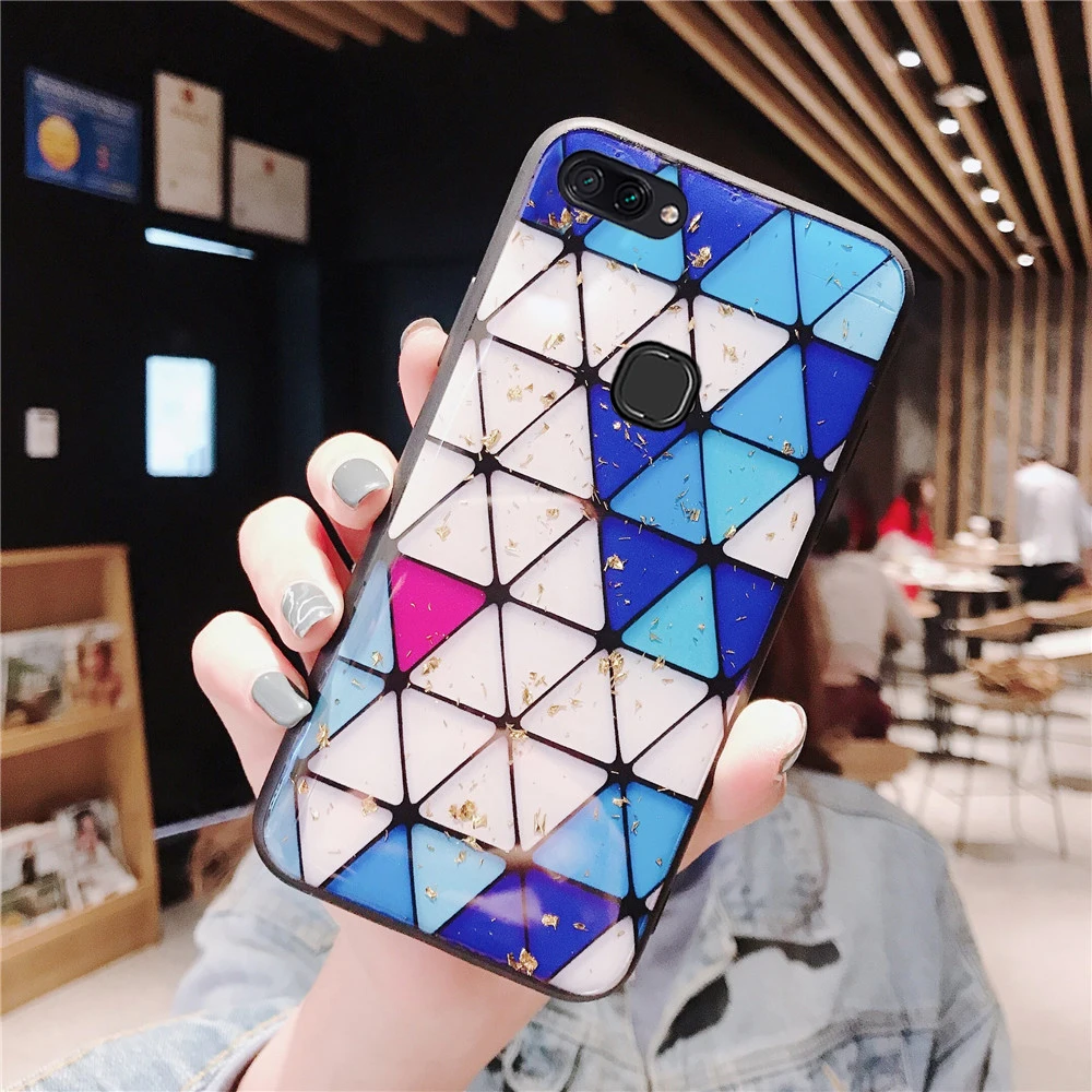 For vivo x20 Case Colored Rhombus Lattice Gold Foil Cover case Vivo X20 Plus Fashion Bling Soft Tpu Cases | Мобильные телефоны и
