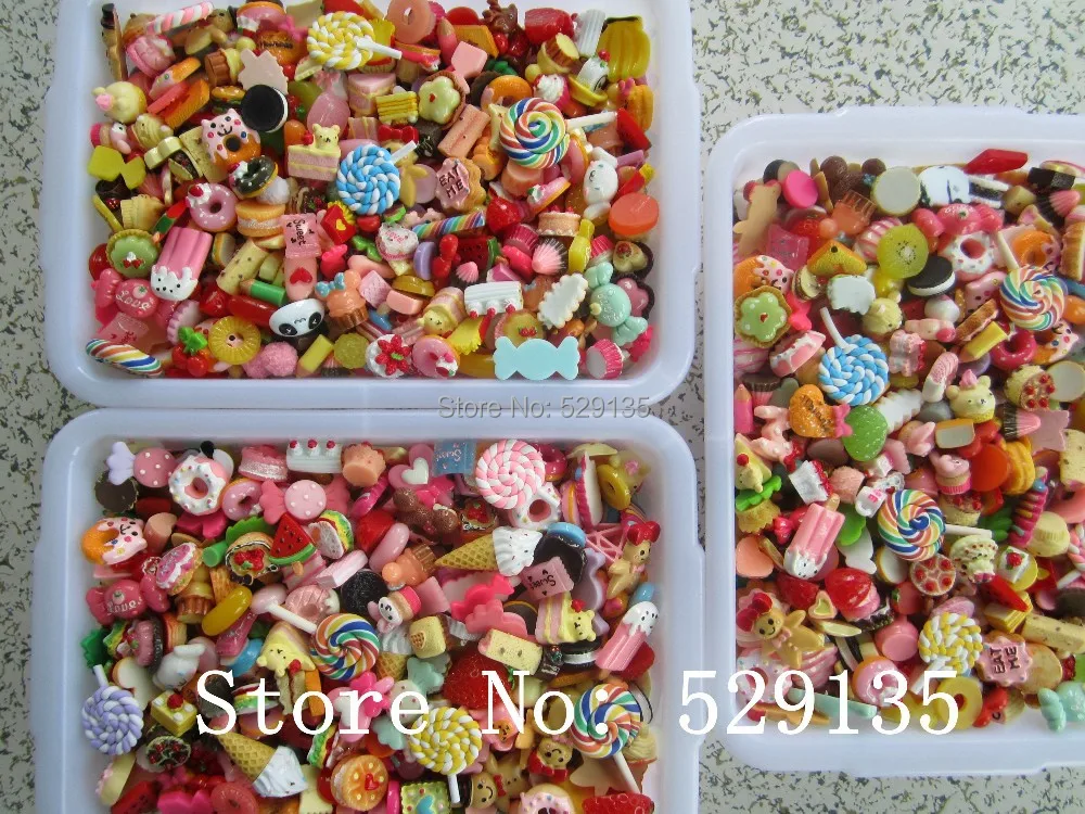Оптовая продажа микс Милая еда 1000 шт./лот кабошон из смолы для украшения телефона
