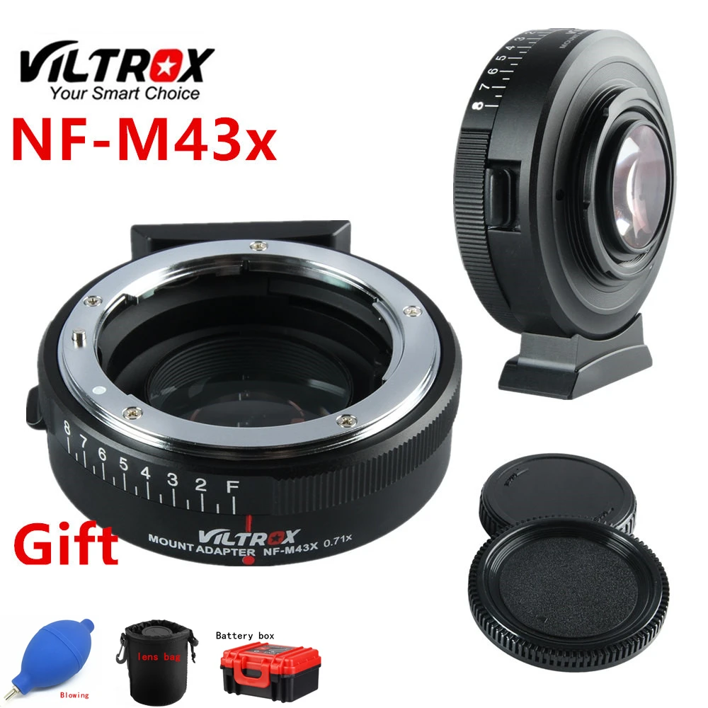 Viltrox NF M43X редуктор адаптер усилителя скорости Turbo w/диафрагма для объектива Nikon к