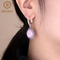 gems ballet 925 sterling silver vintage drop earrings natural pink chalcedony gemstone earrings for women wedding fine jewelry