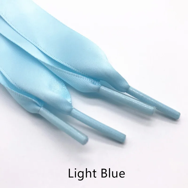 Light Blue Новинка, 1 пара, 2 см, ширина, атласная шелковая лента, шнурки, 110 см, длина, кроссовки, спортивная обувь, кружева, для взрослых, детские шнурки, цветные - Цвет: Light Blue