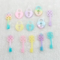 15pcslot cute glitter multicolor flatback resin key and lock charms perfect for pendantsearrings diy keychain parts