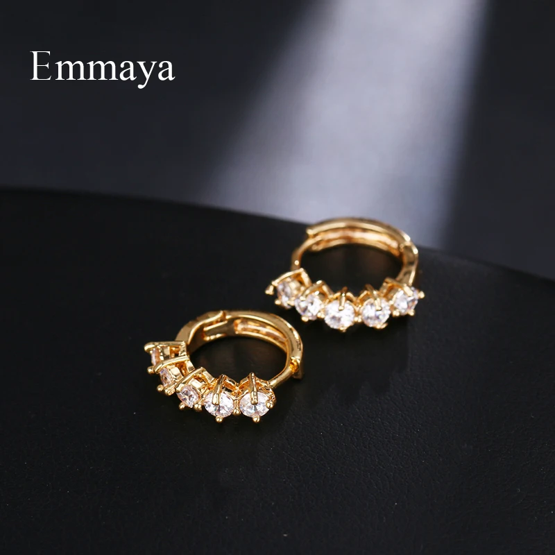 EMMAYA роскошные женские серьги-гвоздики с золотым кубическим цирконием и пряжкой