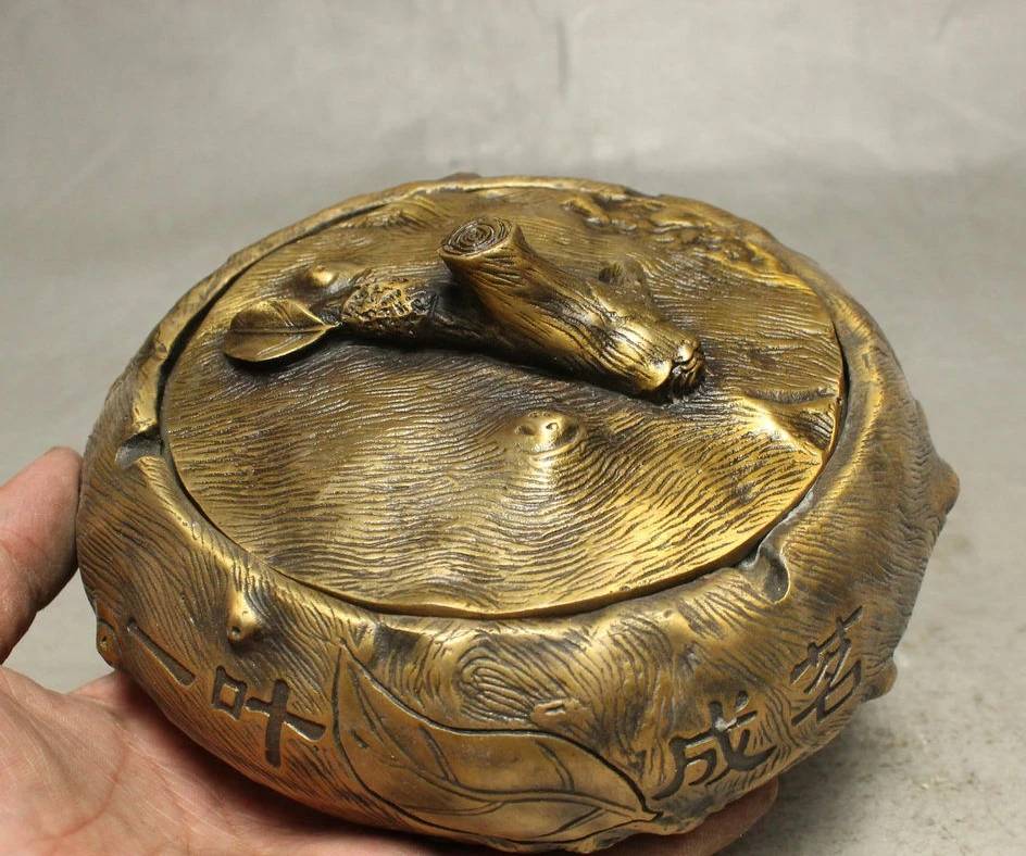 6" Rare Chinese Folk Bronze Tree Shape Sculpture Ashtray Incense Burner Censer | Дом и сад