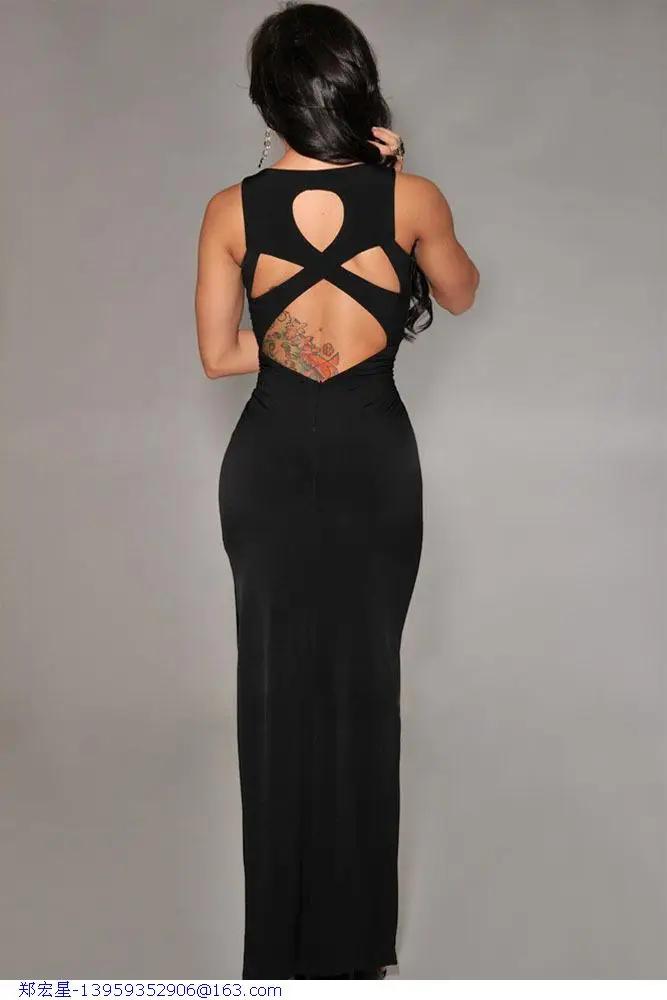 Sexy Long Prom Party Dresses New 2015 Vestido Festa Noite Black/pink Cut-out Back Formal Evening Gowns Women Robe Soiree Lc6431 | Свадьбы и
