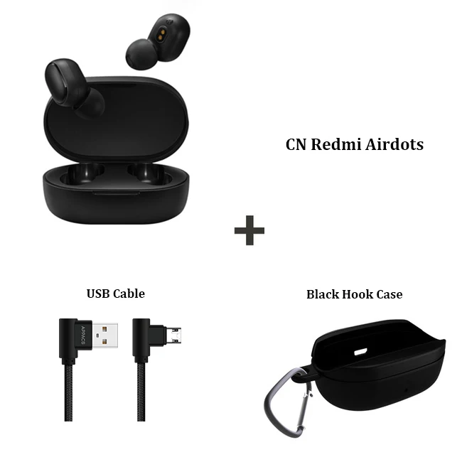 CN Add cable Hook Xiaomi Redmi Airdots TWS беспроводной Bluetooth 5,0 наушники стерео бас с микрофоном Handsfree Спорт шумоподавление беспроводные наушники - Цвет: CN Add cable Hook