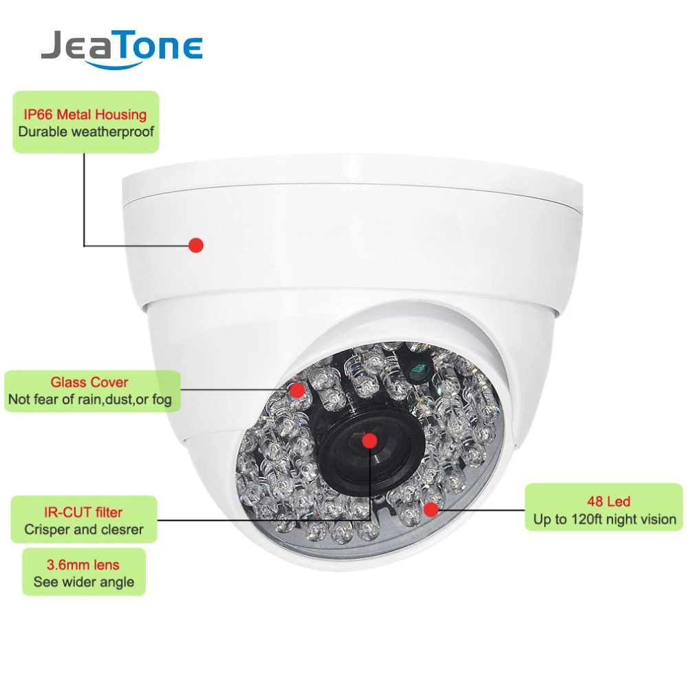 JeaTone HD CCTV 1200TVL Camera Home Security Surveillance with IR-Cut Night Vision 48 Led Up to 130ft Analog camera for home use |