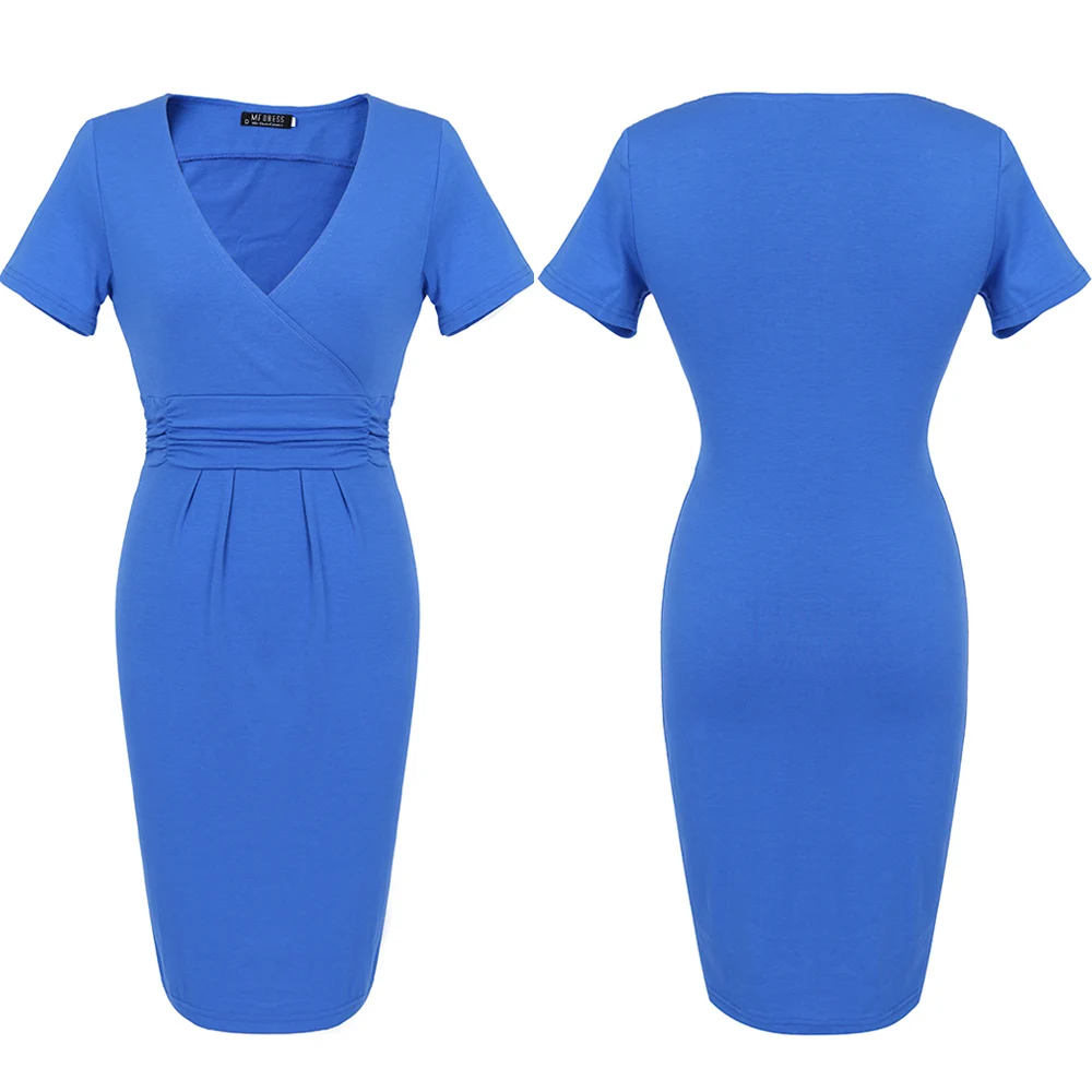 FEIBUSHI летнее платье женские большие размеры топ с коротким рукавом и v-образным