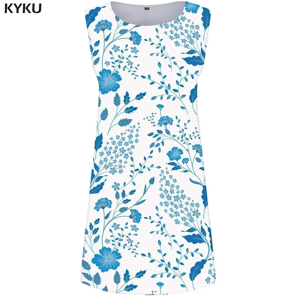 Ladies Dress 18 KYKU Брендовое платье с графическим рисунком для женщин Peace сарафан красочный цветок в Корейском стиле Вечерние мультфильм Vestido Сексуальная Boho женская одежда - Цвет: Ladies Dress 18