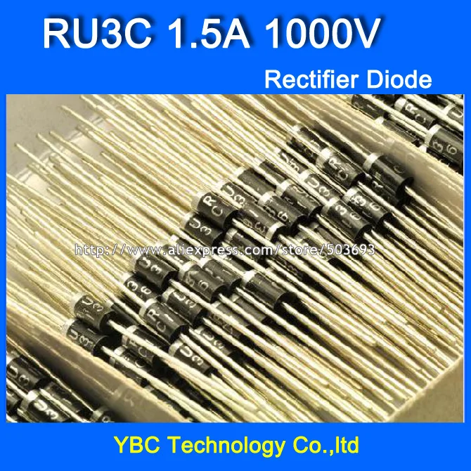 

100 шт./лот RU3C 1.5A/1000V быстрое восстановление Выпрямительного Диода