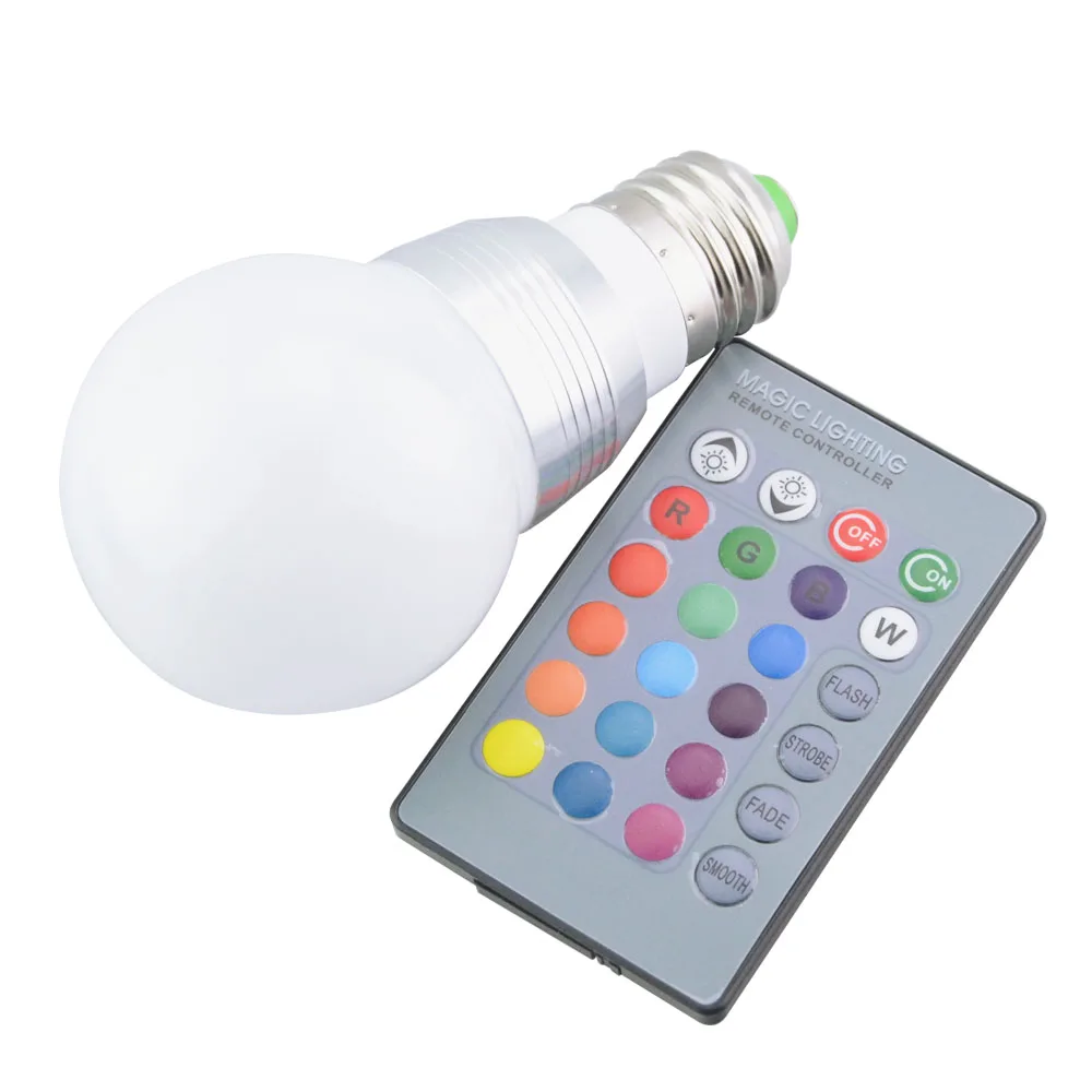 RGB Точечный светильник E27 / E14 5 Вт 7 светодиодный 110 В 220 цветная лампа с ИК пультом