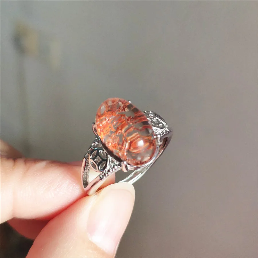 Drop Shipping Genuine Natural Phantom Quartz Gemstone Crystal Fashion Silver Jewelry Wedding Party Rings Woman Lady | Украшения и