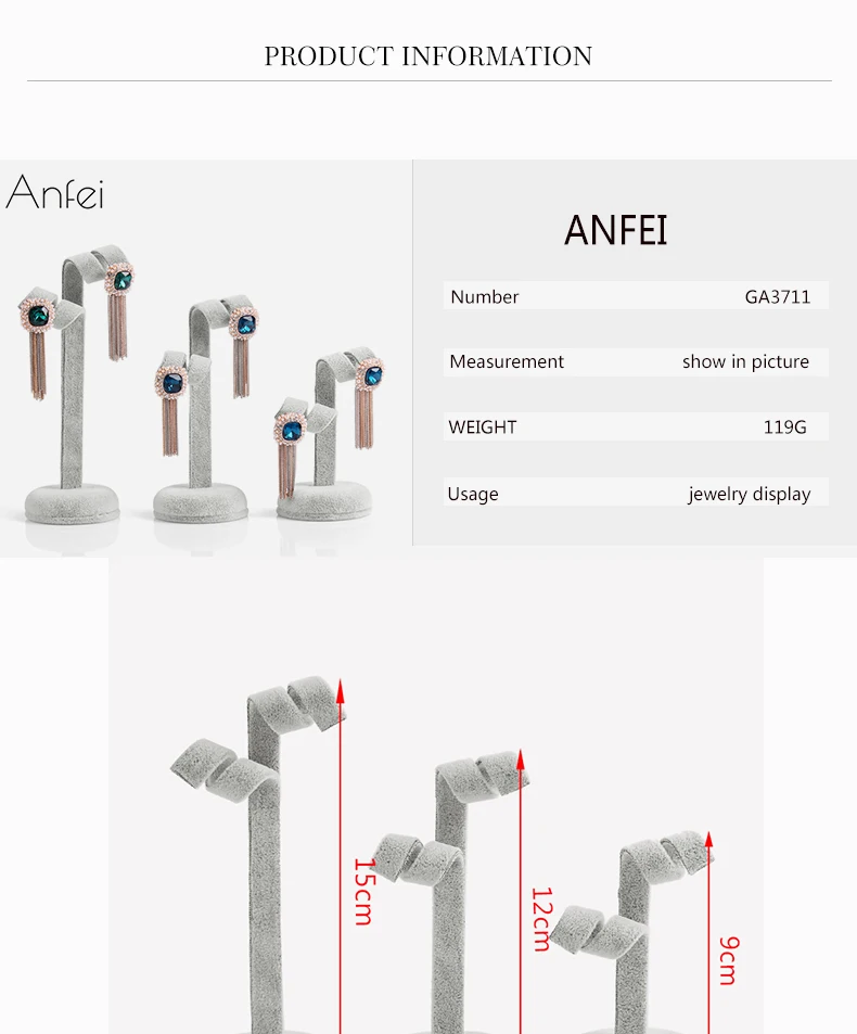 ANFEI 3 шт./компл. серые серьги для ушей ювелирный дисплей стенд крючок для склада держатель стойка для показа органайзер для сережек стойка