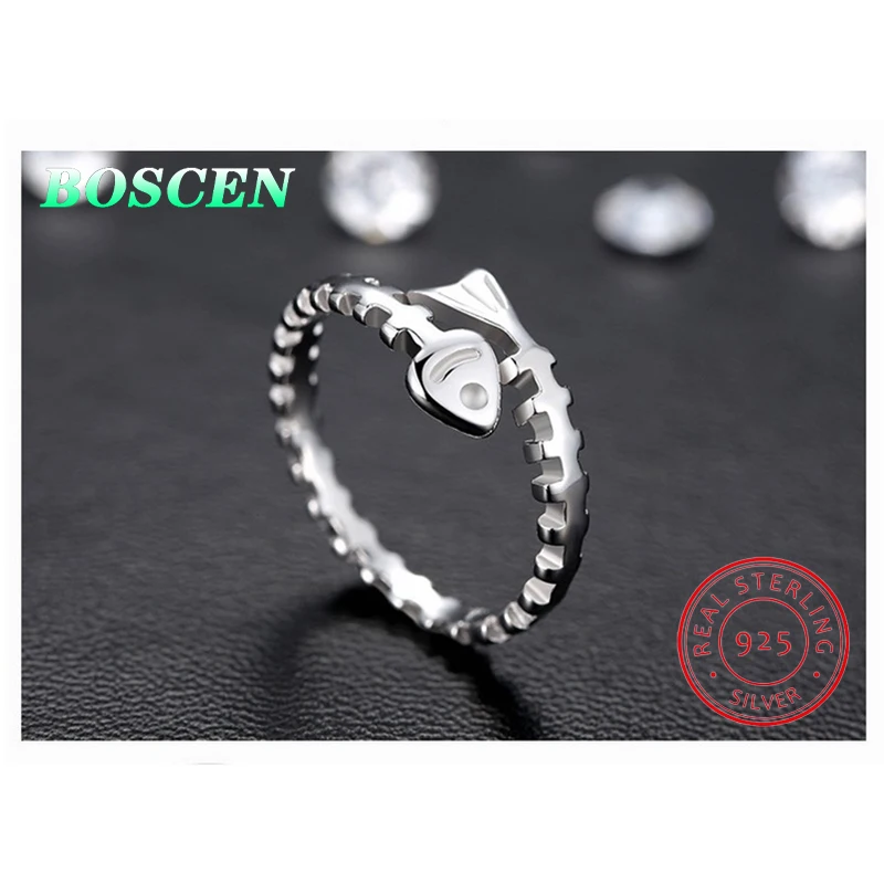 BOSCEN 925 пробы Серебряное кольцо для женщин и мужчин Женское подарок пары 2019