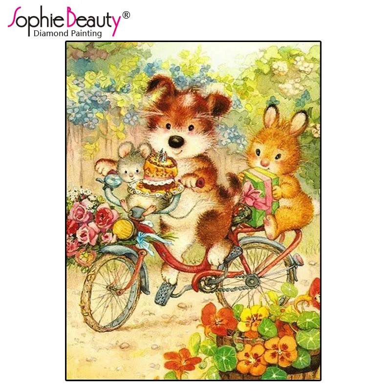 

Картина из страз «сделай сам» Sophie Beauty, вышивка крестиком, кролик, семейный торт на день рождения, ручная работа, искусственная вышивка, наборы для домашнего декора, подарки