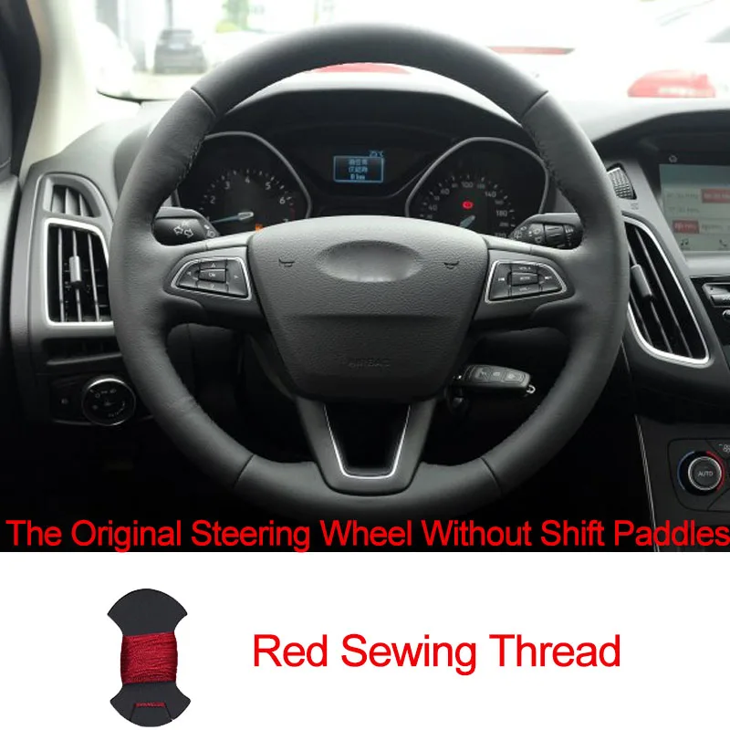 No Shift paddle Red Ручное шитье чехол рулевого колеса автомобиля Volant для Ford Focus 3 Kuga побег - Название цвета: No Shift paddle Red