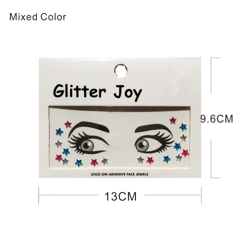 Mixed Color SG04 1 шт. простой в форме звезды горный хрусталь вокруг глаз и лица драгоценный камень модные вечерние украшения краски для тела - Цвет: Mixed Color