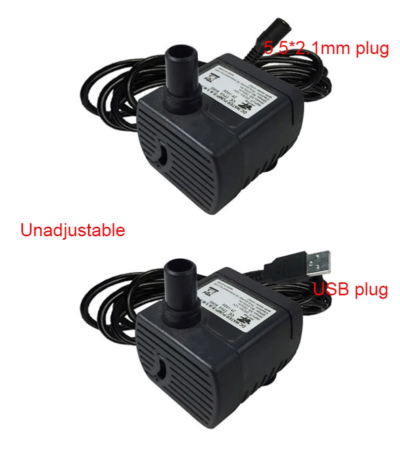 JT-1020 5,5*2,1 мм или usb-разъем с бесщеточным двигателем постоянного тока 5В 150L/ч 12V 280L/ч Micro погружной аквариумный водяной насос