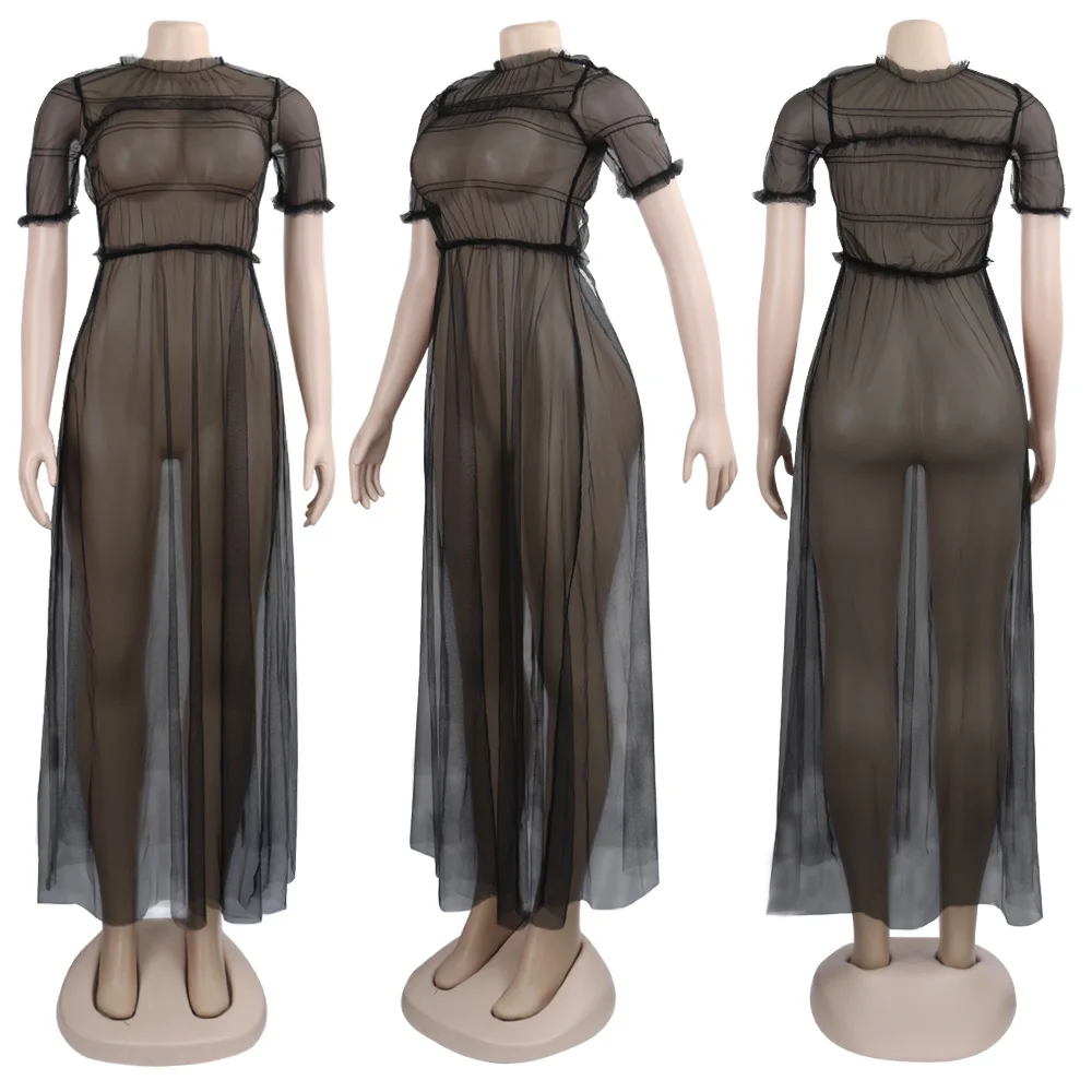 Новинка 2019 сексуальное прозрачное Сетчатое платье макси Прозрачная Клубная