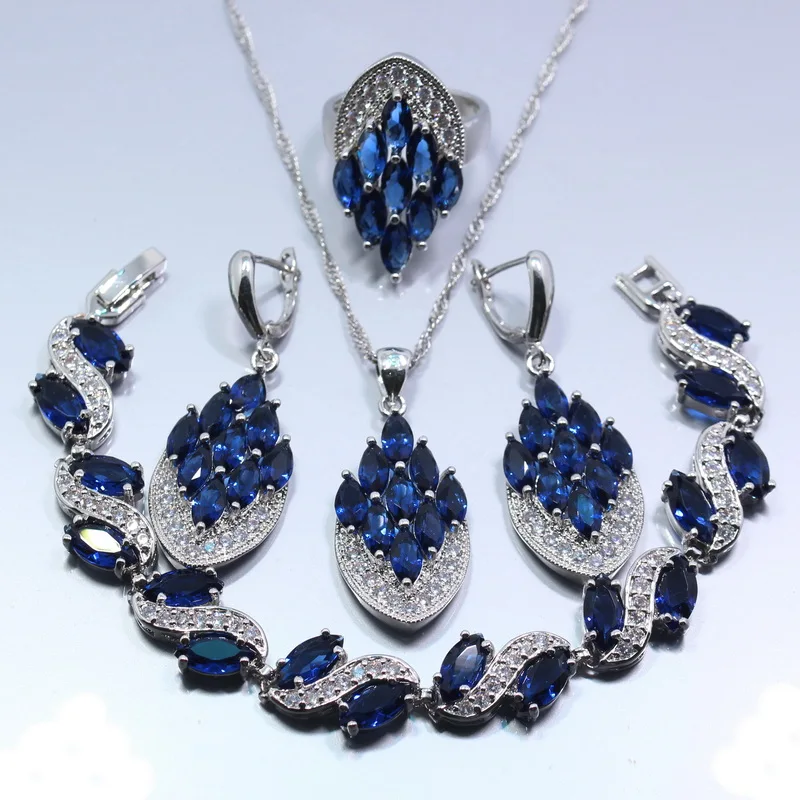 Набор женских ювелирных изделий из циркония серебристого цвета 4 шт.|jewelry set 925|jewelry