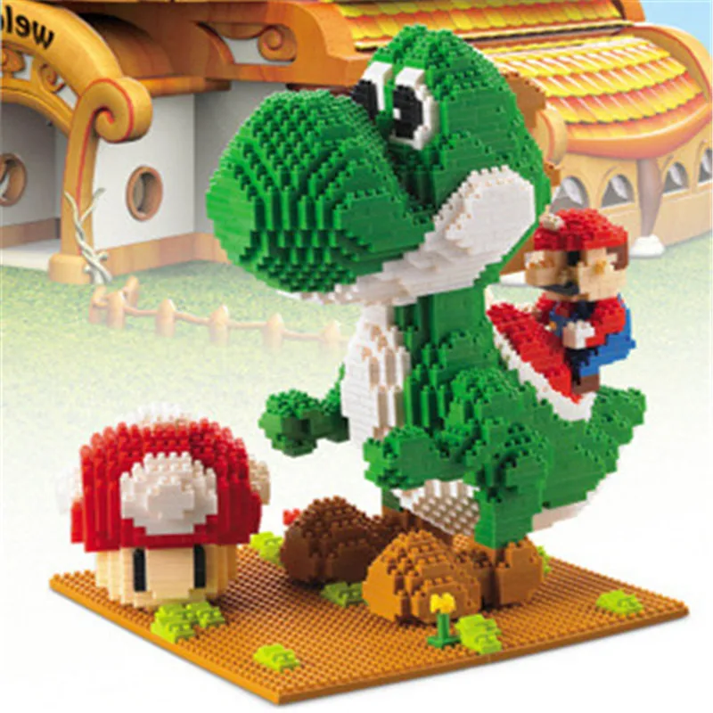 1701 шт 154 большой размер Yoshi строительные блоки игры Супер Марио пожарная пчела Марио Монстр DIY Мини Строительные алмазные блоки