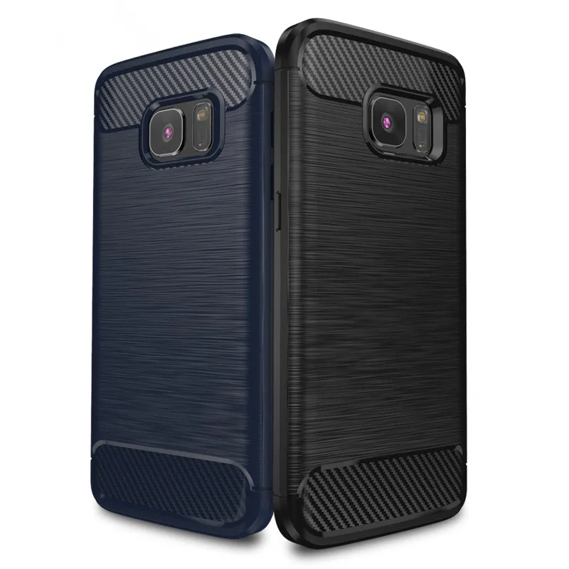 Матовый Силиконовый чехол из углеродного волокна для телефона резиновый Samsung S6 S7