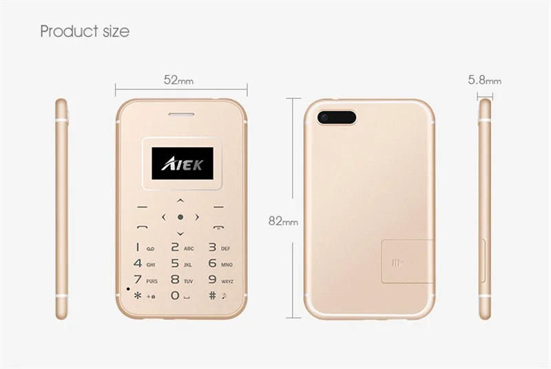 AIEK X8 ультра тонкая карта мини карманный мобильный телефон с низким излучением