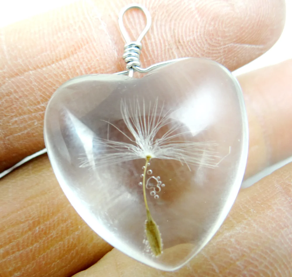 10 шт. подвеска из натурального одуванчика в форме сердца|f pendant|glass pendants jewelrynatural