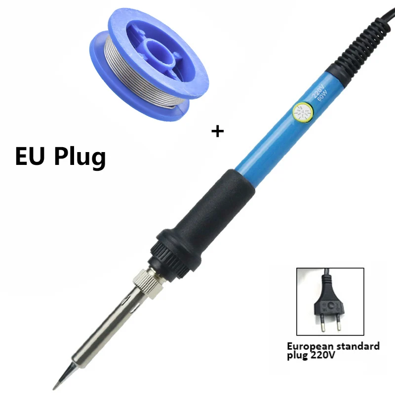 EU Plug 60 Вт 110 В 220 В Электрический паяльник сварочный инструмент для ремонта железа регулируемая температура сварочная наладочная станция для пайки тепловой карандаш - Цвет: EU Plug