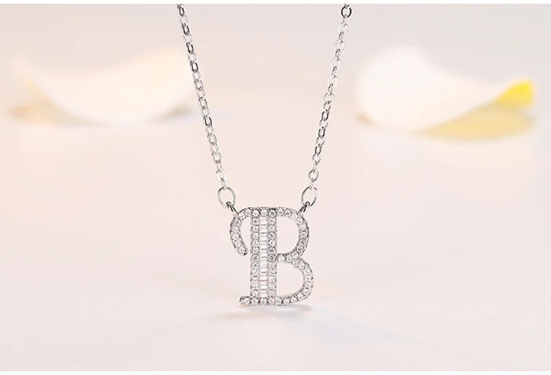 necklace B Модная подвеска с инициалами ожерелье s подвеска со стразами лучший друг подарок милые 26 цепочки с буквами Ожерелье Воротник Имя ювелирные изделия - Окраска металла: necklace B